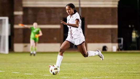 STARKVILLE, MS - March 06, 2025 - Mississippi State Midfielder Adia Symmonds (#9) during the match between the Mississippi College Choctaw and the Mississippi State Bulldogs at the MSU Soccer Field in Starkville, MS. Photo By Mike Mattina