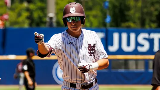 HOOVER, AL - May 21, 2025 - Mississippi State Infielder Ace Reese (#3) during the game between the Texas A&M Aggies and the Mississippi State Bulldogs at Hoover Met Stadium in Hoover, AL. Photo By Mike Mattina