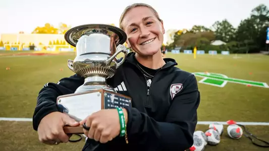 OXFORD, MS - October 18, 2024 - Mississippi State Director of Soccer Operations Alyssa D'Aloise during the match between the Ole Miss Rebels and the Mississippi State Bulldogs at the Ole Miss Soccer Field in Oxford, MS. Photo By Mike Mattina