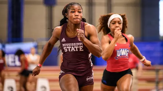 BIRMINGHAM, AL - January 17, 2025 - Mississippi State Sprinter Kyndall Sessom during the Samford Invite at the Birmingham Crossplex in Birmingham, AL. Photo by Jared Thomas