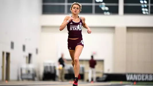 NASHVILLE, TN - February 14, 2025 - Mississippi State Distance Runner Louise Stonham during the Music City Challenge at the Vanderbilt Multipurpose Facility in Nashville, TN Photo by Riley Rogers
