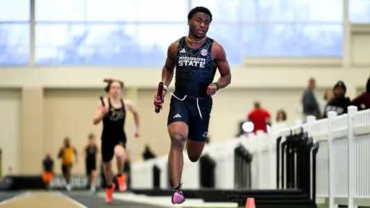 NASHVILLE, TN - February 15, 2025 - Mississippi State Middle Distance Runner Jamel Brown during the Music City Challenge at the Vanderbilt Multipurpose Facility in Nashville, TN Photo by Riley Rogers