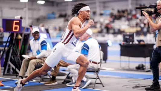 VIRGINIA BEACH, VA - March 15, 2025 - Mississippi State Sprinter Cyrus Jacobs Jr. during the NCAA Indoor Championships at the Virginia Beach Sports Complex in Virginia Beach, VA. Photo by Jhordyn Stallworth