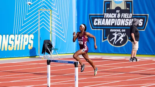 EUGENE, OR - June 12, 2025 - Mississippi State Hurdler Jessicka Woods during the 2025 NCAA Track & Field Championships at Hayward Field. Photo By Howard Lao