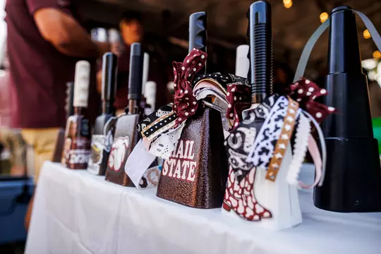 STARKVILLE, MS - November 02, 2024 - Cowbells during the game between the UMass Minutemen and the Mississippi State Bulldogs at Davis Wade Stadium at Scott Field in Starkville, MS. Photo By Ivy Rose Ball