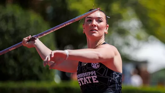 STARKVILLE, MS - April 12, 2025 - Mississippi State Thrower Kaylee Clark during the Crimson Tide Invitational at the Sam Bailey Track & Field Stadium in Tuscaloosa, AL. Photo By Will Porada