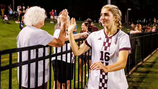 STARKVILLE, MS - August 21, 2025 - Mississippi State Defender Lauren Maxson (#16) during the match between the Jacksonville State Gamecocks and the Mississippi State Bulldogs at the MSU Soccer Field in Starkville, MS. Photo By Mike Mattina