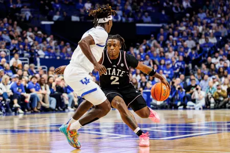 LEXINGTON, KY - January 10, 2026 - Mississippi State Guard Jaborri McGhee (#2) during the game between the Kentucky Wildcats and the Mississippi State Bulldogs at Rupp Arena in Lexington, KY. Photo By Mike Mattina
