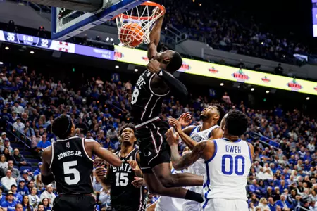 LEXINGTON, KY - January 10, 2026 - Mississippi State Forward Achor Achor (#99) during the game between the Kentucky Wildcats and the Mississippi State Bulldogs at Rupp Arena in Lexington, KY. Photo By Mike Mattina