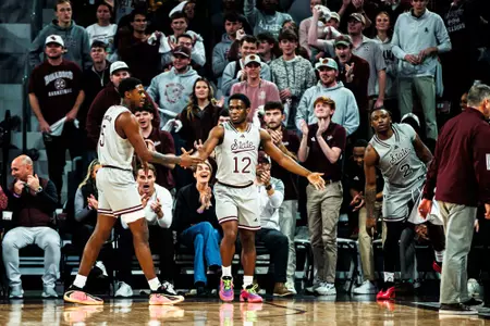 STARKVILLE, MS - January 13, 2026 - Mississippi State Guard Josh Hubbard (#12) during the game between the Alabama Crimson Tide and the Mississippi State Bulldogs at Humphrey Coliseum in Starkville, MS. Photo By Ivy Rose Ball