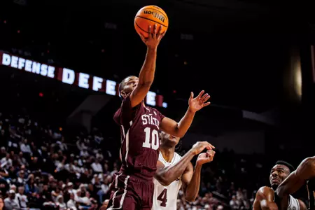 COLLEGE STATION, TX - January 21, 2026 - Mississippi Sate Guard Jayden Epps (#10) during the game between the Texas A&M Aggies and the Mississippi State Bulldogs at Reed Arena in College Station, TX. Photo By Mike Mattina
