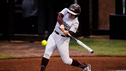 STARKVILLE, MS - February 10, 2026 - Mississippi State Catcher Anna Carder (#19) during the game between the Southern Miss Eagles and the Mississippi State Bulldogs at Nusz Park in Starkville, MS. Photo By Mike Mattina