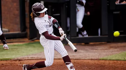 STARKVILLE, MS - February 10, 2026 - Mississippi State Infielder Gabby Schaeffer (#7) during the game between the Southern Miss Eagles and the Mississippi State Bulldogs at Nusz Park in Starkville, MS. Photo By Mike Mattina