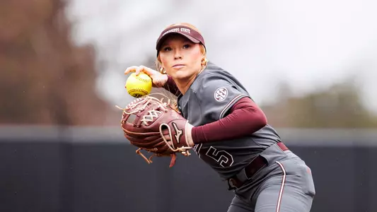 STARKVILLE, MS - February 15, 2026 - Mississippi State Utility Player Ally Supan (#5) during the game between the North Texas Mean Green and the Mississippi State Bulldogs at Nusz Park in Starkville, MS. Photo By Jordan Madrid