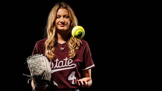 STARKVILLE, MS - January 09, 2026 - Mississippi State Pitcher Alyssa Faircloth (#4) during 2025-2026 Softball Production Day at the Holliman Athletic Center at Mississippi State University in Starkville, MS. Photo By Ivy Rose Ball