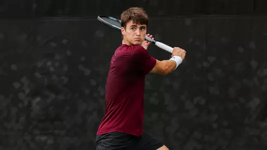 COLLEGE STATION, TX - April 18, 2026 - Mississippi State’s Niccolo Baroni during the 2026 SEC Tournament match between the LSU Tigers and the Mississippi State Bulldogs at the Mitchell Tennis Centre in College Station, TX. Photo By Mario Terrana