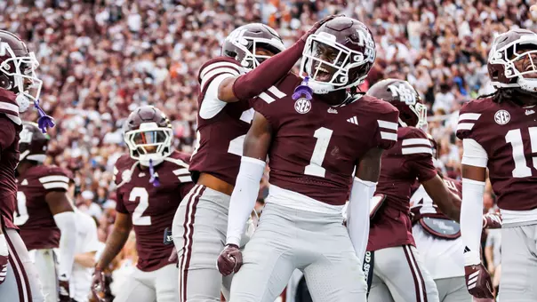 STARKVILLE, MS - October 25, 2025 - Mississippi State Cornerback Kelley Jones (#1) during the game between the Texas Longhorns and the Mississippi State Bulldogs at Davis Wade Stadium at Scott Field in Starkville, MS. Photo By Hallie Walker