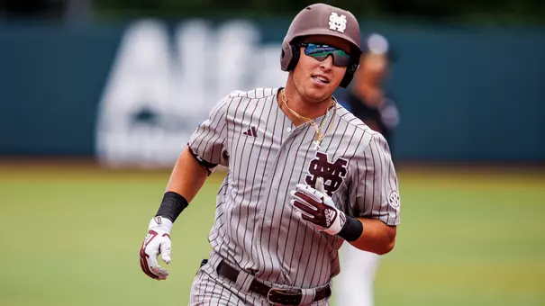 ATHENS, GA - June 06, 2026 - Mississippi State Infielder Ace Reese (#3) during the Super Regional game between the Georgia Bulldogs and the Mississippi State Bulldogs at Foley Field in Athens, GA. Photo By Mike Mattina