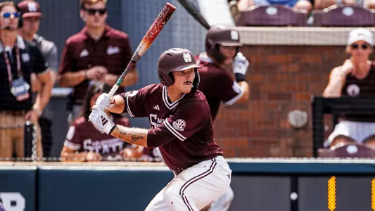 STARKVILLE, MS - May 29, 2026 - Mississippi State Outfielder Vytas Valincius (#14) during the game between the Lipscomb Bison and the Mississippi State Bulldogs at Dudy Noble Field at Polk-Dement Stadium in Starkville, MS. Photo By Mike Mattina