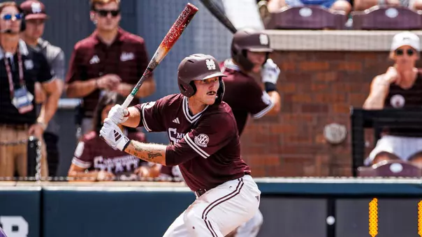 STARKVILLE, MS - May 29, 2026 - Mississippi State Outfielder Vytas Valincius (#14) during the game between the Lipscomb Bison and the Mississippi State Bulldogs at Dudy Noble Field at Polk-Dement Stadium in Starkville, MS. Photo By Mike Mattina