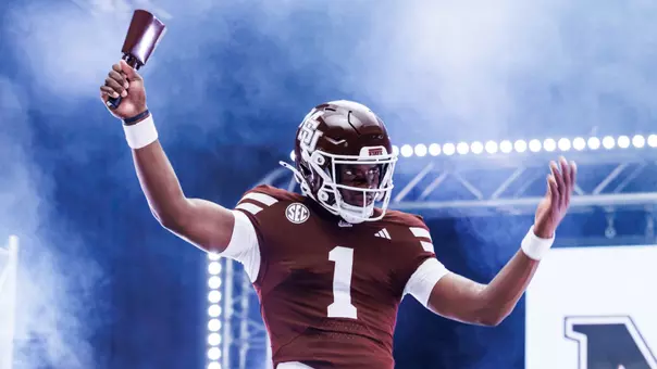 STARKVILLE, MS - June 24, 2026 - Mississippi State Quarterback Kamario Taylor (#1) during 2026 Production Day at the Holliman Athletic Center at Mississippi State University in Starkville, MS. Photo By Hallie Walker