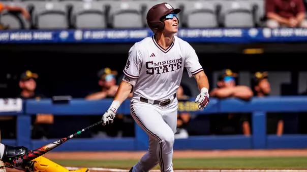 HOOVER, AL - May 20, 2026 - Mississippi State Infielder Ace Reese (#3) during the game between the Missouri Tigers and the Mississippi State Bulldogs at Hoover Met Stadium in Hoover, AL. Photo By Mike Mattina