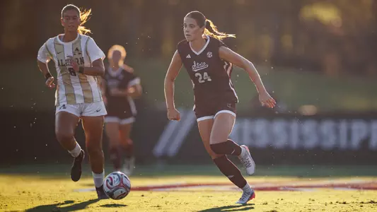 STARKVILLE, MS - August 30, 2026 - Mississippi State Defender Chiara Tappe (#24) during the match between the Alcorn State Lady Braves and the Mississippi State Bulldogs at the MSU Soccer Field in Starkville, MS. Photo By Mike Mattina