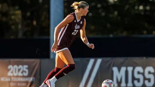 STARKVILLE, MS - August 30, 2026 - Mississippi State Defender/Midfielder Ashley Tutas (#23) during the match between the Alcorn State Lady Braves and the Mississippi State Bulldogs at the MSU Soccer Field in Starkville, MS. Photo By Joshua Haynes