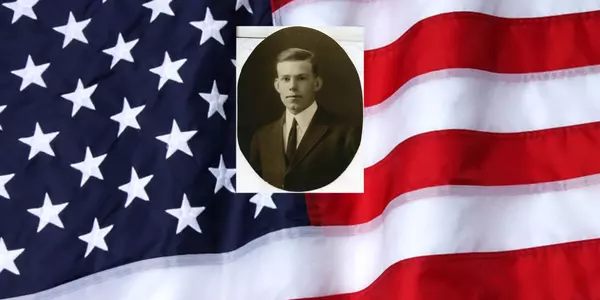 Cy Gatton over American Flag
