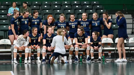 VB team huddle at Sacramento State