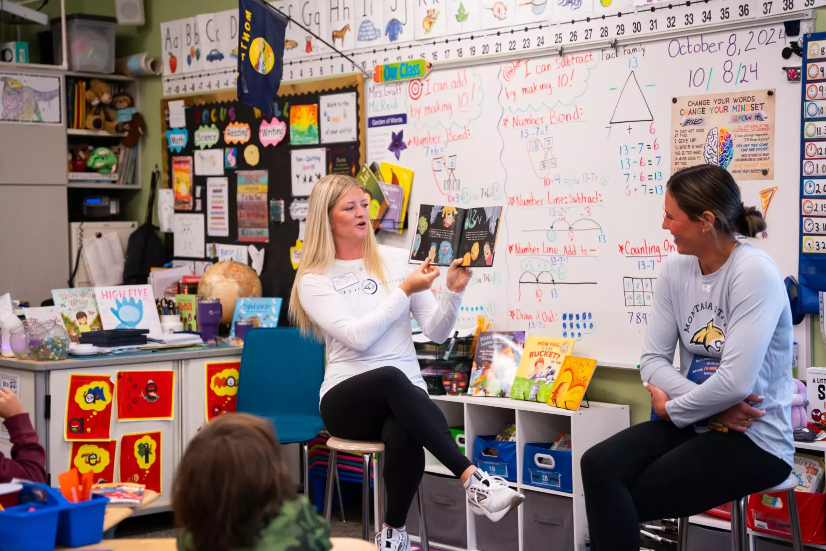 Montana State student-athletes participate in the Bobcats Day of Service on Tuesday, October 8, 2024, at Morning Star Elementary School, Longfellow Elementary School, and the Monforton School.