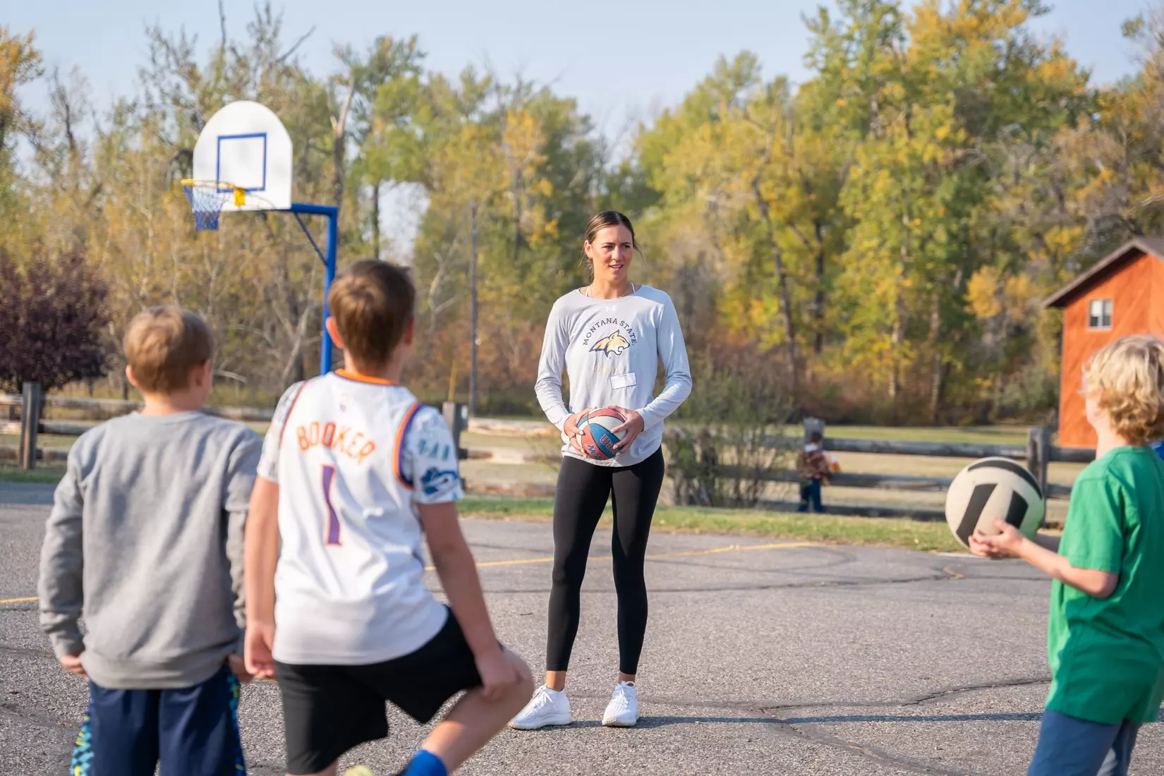 Montana State student-athletes participate in the Bobcats Day of Service on Tuesday, October 8, 2024, at Morning Star Elementary School, Longfellow Elementary School, and the Monforton School.