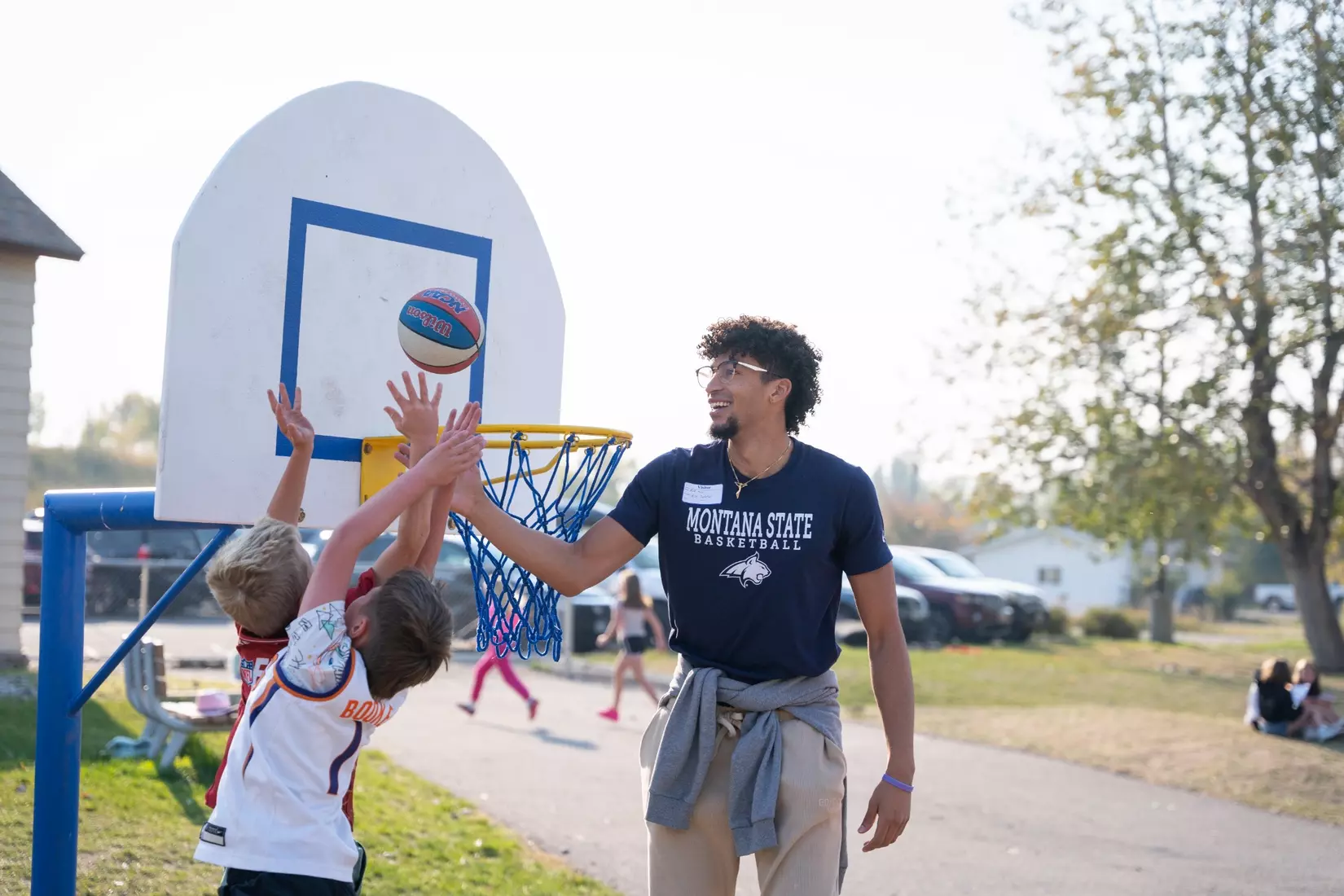 Montana State student-athletes participate in the Bobcats Day of Service on Tuesday, October 8, 2024, at Morning Star Elementary School, Longfellow Elementary School, and the Monforton School.