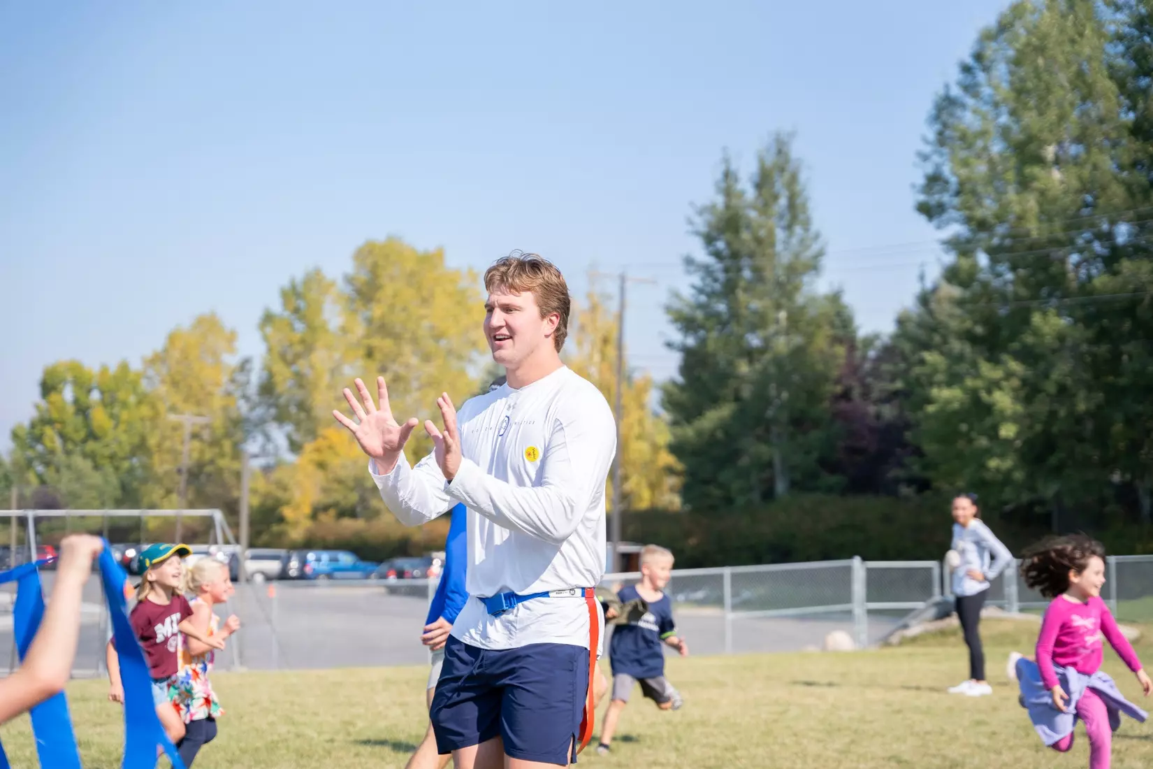 Montana State student-athletes participate in the Bobcats Day of Service on Tuesday, October 8, 2024, at Morning Star Elementary School, Longfellow Elementary School, and the Monforton School.