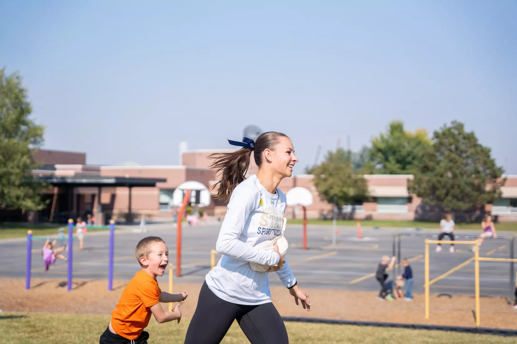 Montana State student-athletes participate in the Bobcats Day of Service on Tuesday, October 8, 2024, at Morning Star Elementary School, Longfellow Elementary School, and the Monforton School.