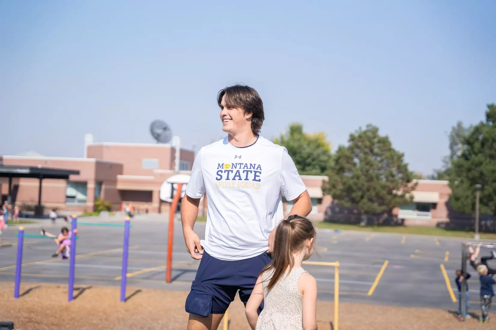 Montana State student-athletes participate in the Bobcats Day of Service on Tuesday, October 8, 2024, at Morning Star Elementary School, Longfellow Elementary School, and the Monforton School.