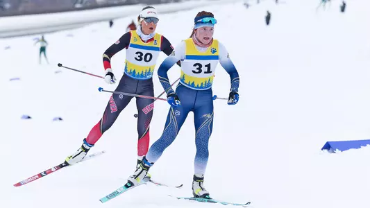 The second day of the.UAF RMISA Invitational Nordic Ski Races, a 10-kilometer skate technique interval start event, on the Usibelli Ski Trails on the UAF Campus Monday, February 17, 2025.