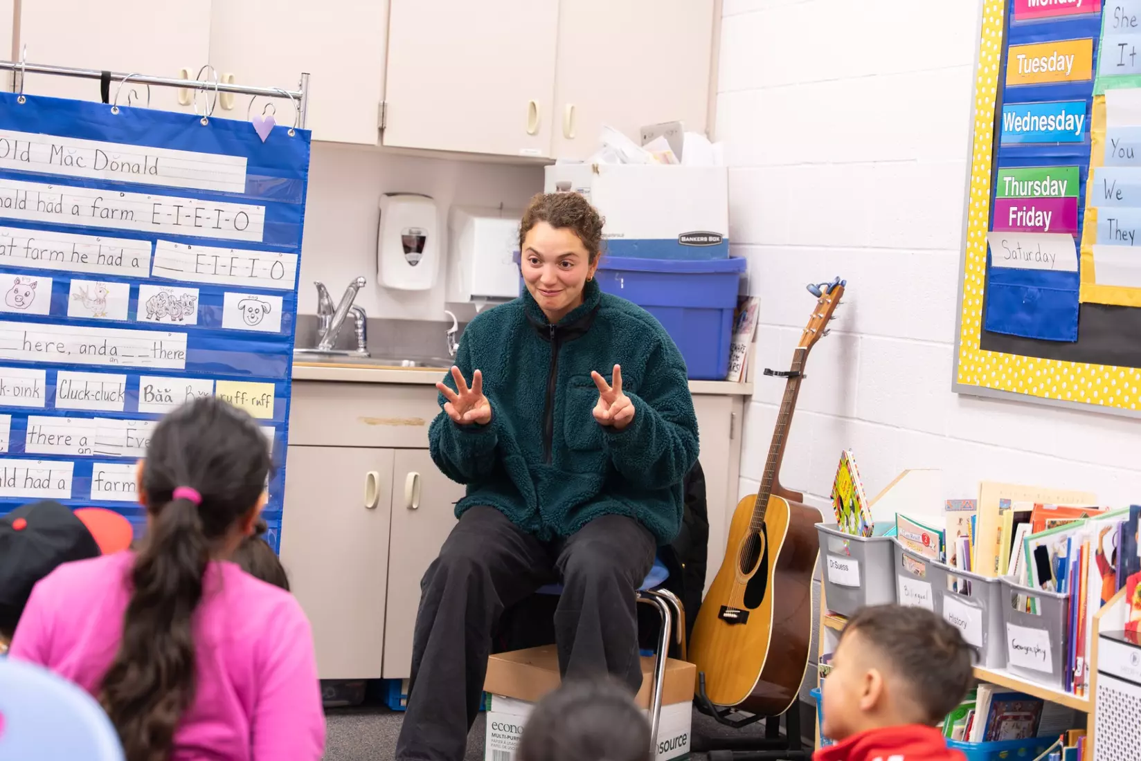 Montana State student-athletes participate in the Spring Bobcats Day in Service at local elementary schools on Wednesday, April 2, 2025 (Photos courtesy Brian Morse)