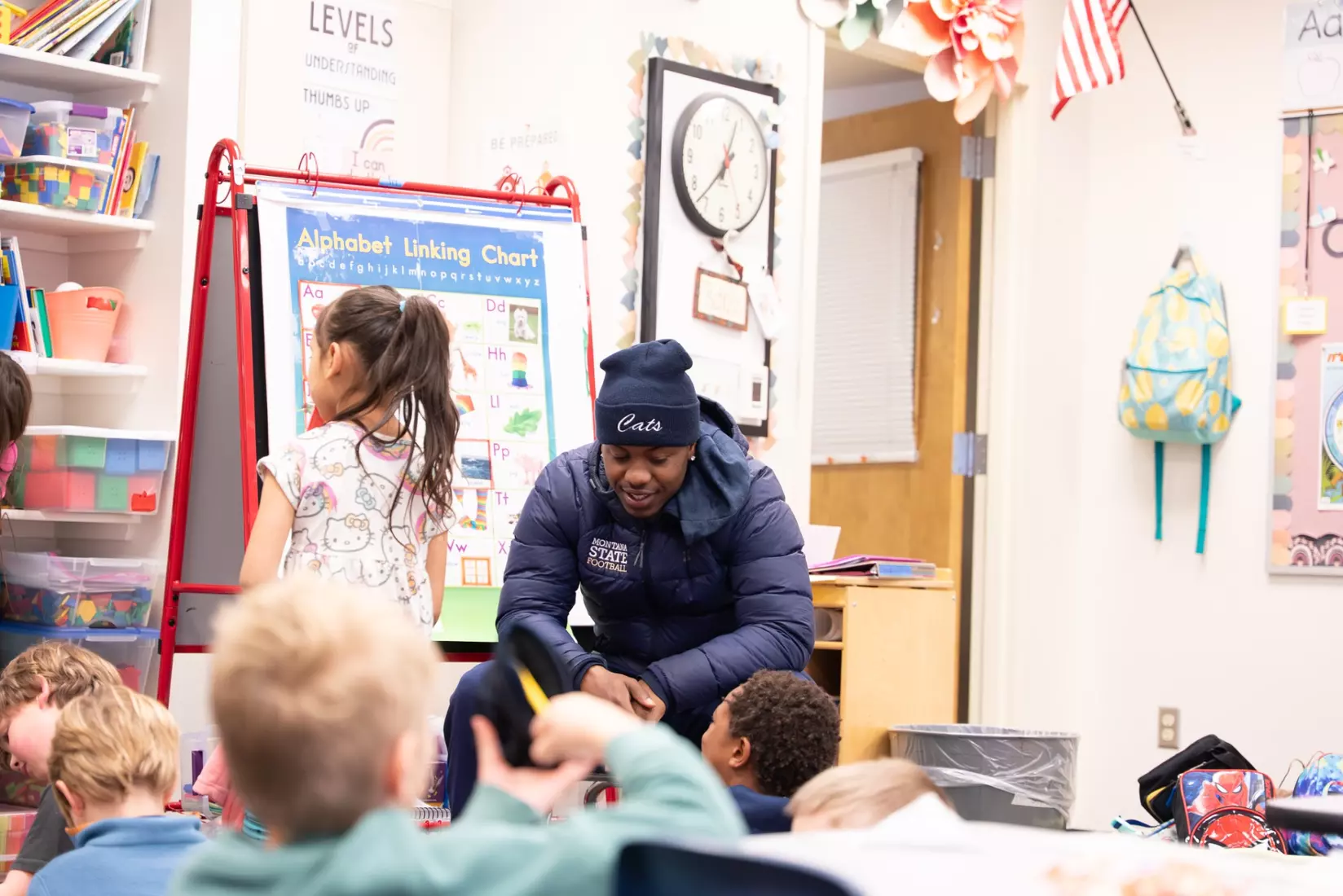 Montana State student-athletes participate in the Spring Bobcats Day in Service at local elementary schools on Wednesday, April 2, 2025 (Photos courtesy Brian Morse)