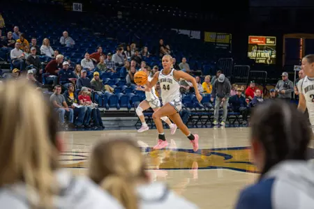 The Montana State women's basketball team opened exhibition play with a 102-42 win over Cedarville University on Wednesday, Oct. 14, 2027.