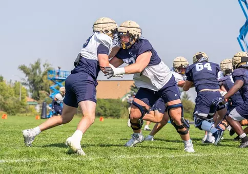 Blocking drill in camp