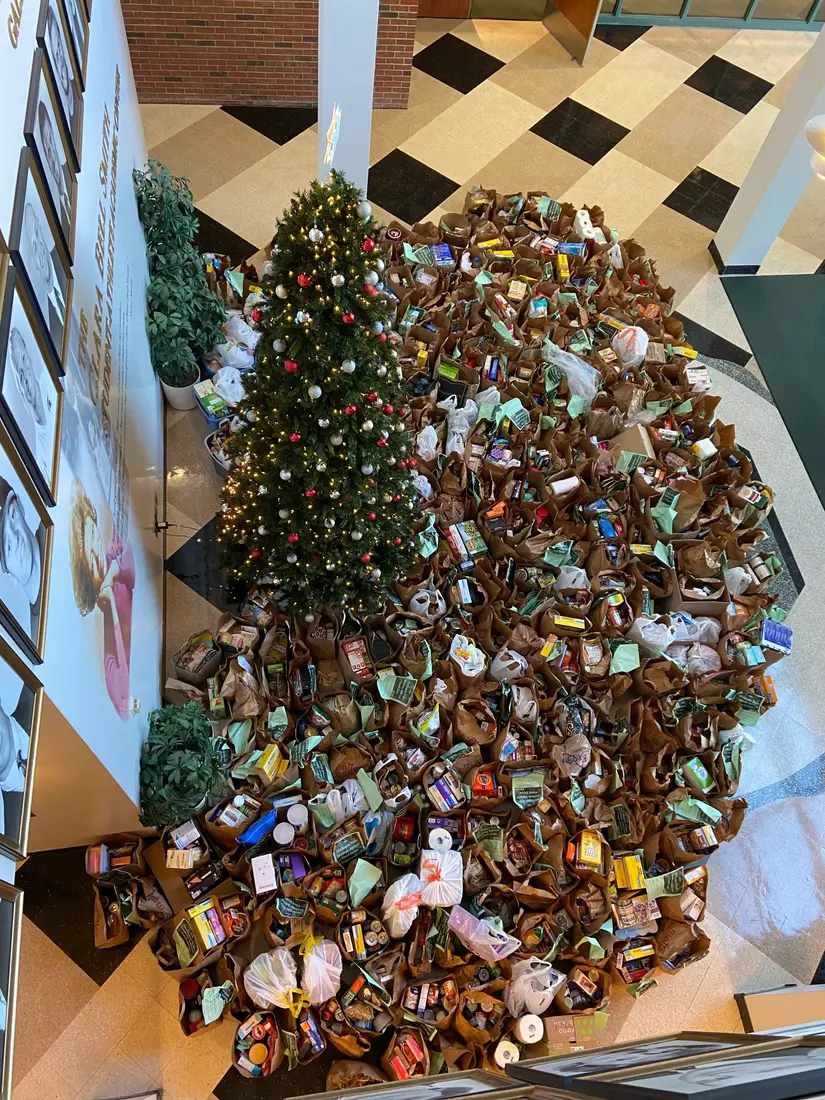 MSU's Student-Athlete Field Drive had volunteers from 12 of MSU's varsity sports and gathered more than 5,000 lbs of food for the Greater Lansing Food Bank.