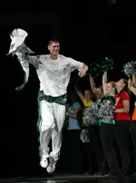 Paul Davis showed his excitement for the 2004-05 season with his entrance at