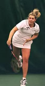 Senior Keri Thompson won twice on Saturday to reach the final of the "Blue" singles flight.