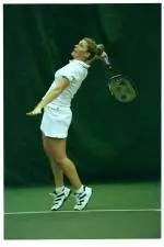 Senior Keri Thompson did not drop a set while winning the "Blue" singles flight at the Wolverine Invitational.