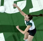 Kim Schram had her eighth double-double of the season with 17 kills and 11 digs.