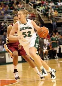 Liz Shimek and the Spartans visit Detroit Saturday at 2 p.m.