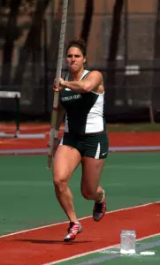 Junior Mickie Rzepka cleared 13-2 1/4 to break her own MSU pole vault record.