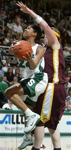 Rene Haynes drives to the basket for two of her 17 points during Sunday's 62-49 win over No. 11 Minnesota (AP Photo/Al Goldis).