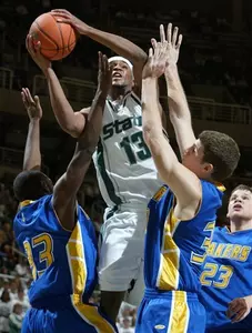 Maurice Ager led the Spartans with 21 points against Lake Superior State.